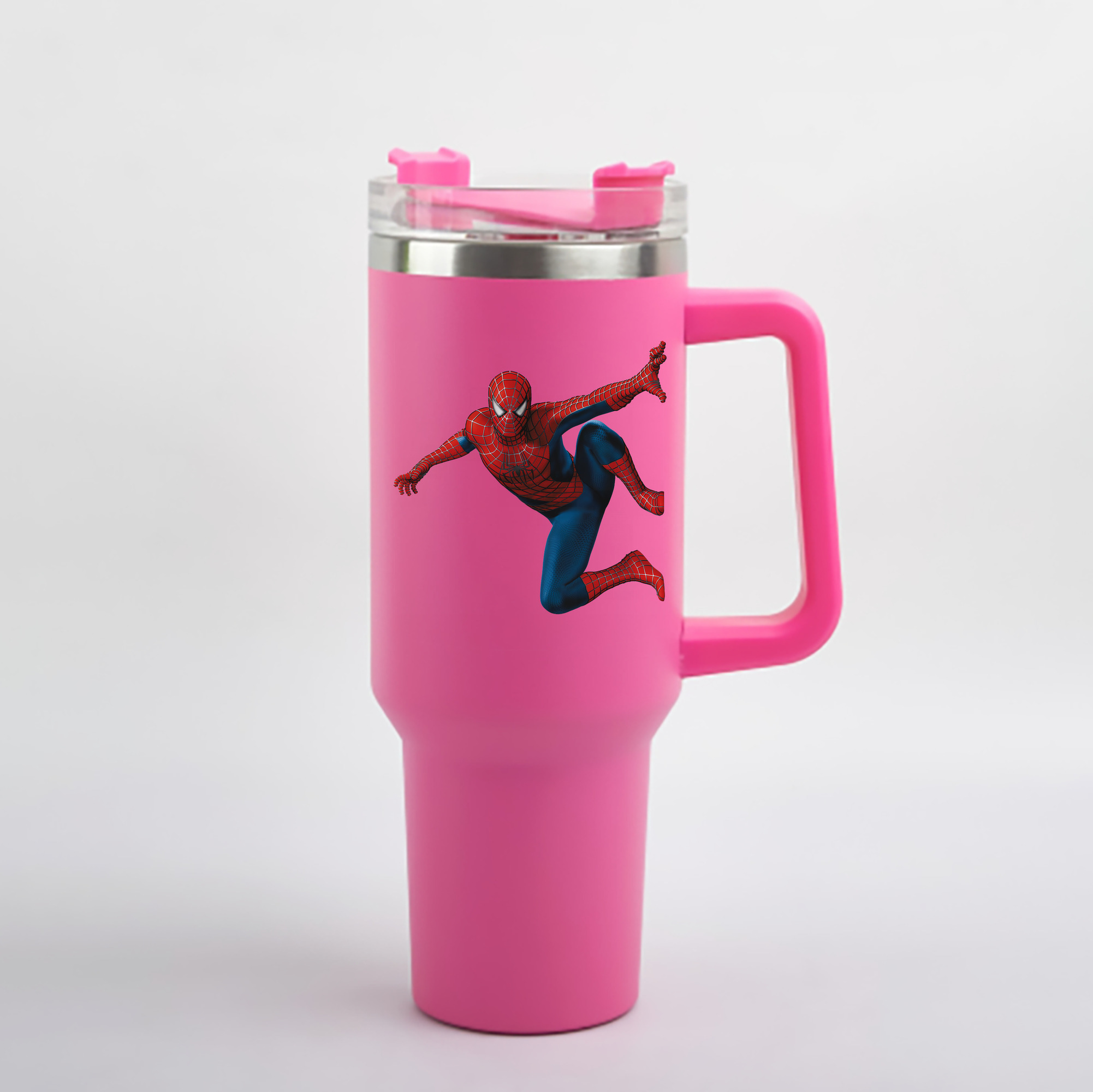 （画像用） Spider Man スパイダーマン 1200mL車用タンブラー - クリスタルステッカー（プラスチックストロー付き）